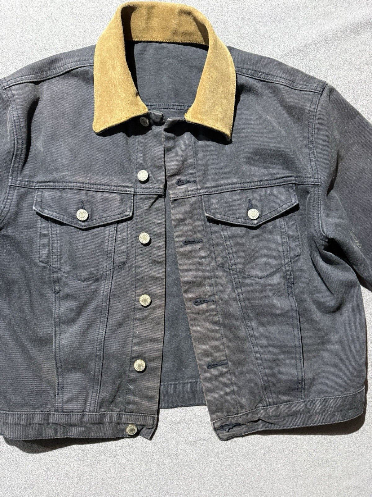 J Galt Rustic Denim Jean Jacket Corduroy Collar Women’s Small