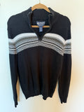 American Rag Sweater Mens Medium Black With Stripes 1/4 Zip Long Sleeve
