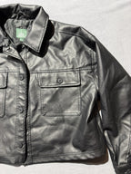 Wild Fable Women's Bougie Black Cropped Faux Leather Jacket Medium