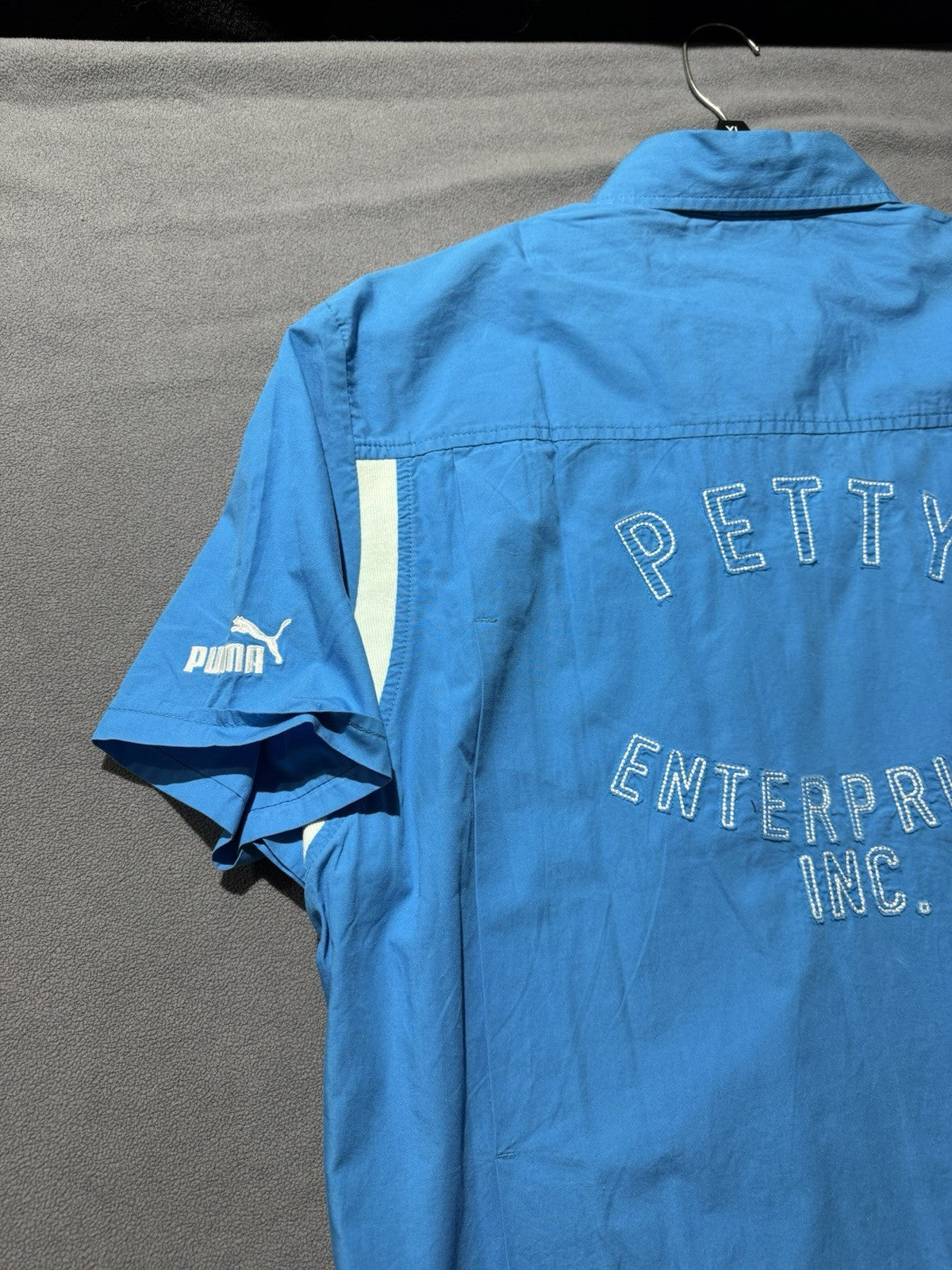 Richard Petty STP Racers Edge Short Sleeve Buttoned Down Shirt XL Dresden Blue