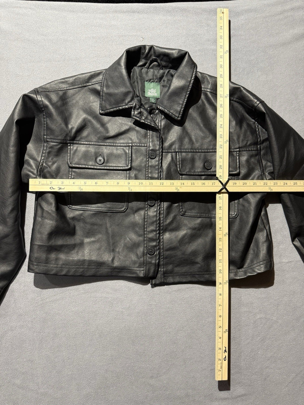 Wild Fable Women's Bougie Black Cropped Faux Leather Jacket Medium