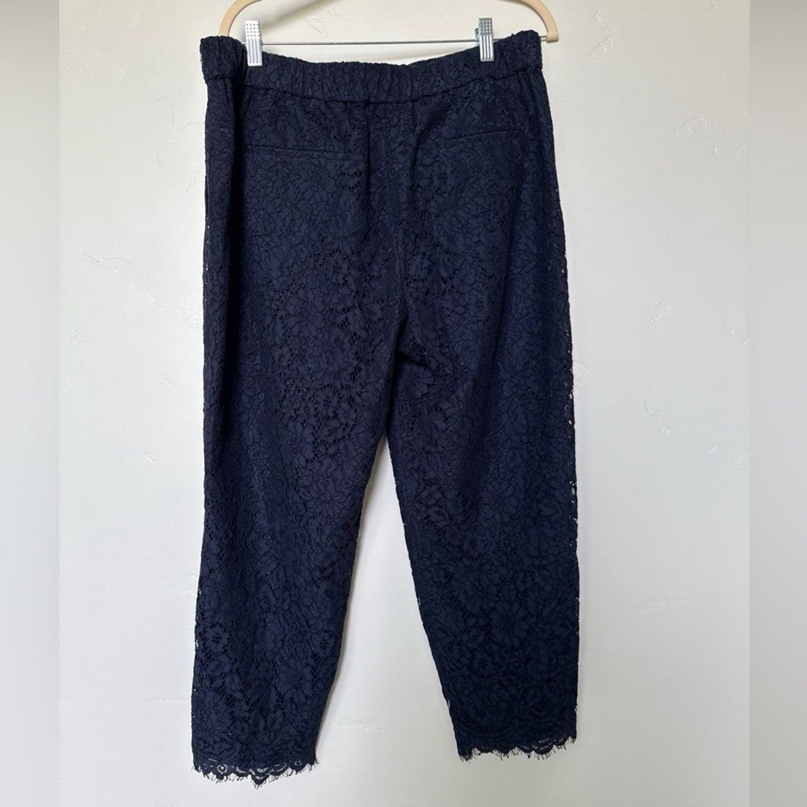 J. Crew Navy Floral Lace Pull On Pants Size 14