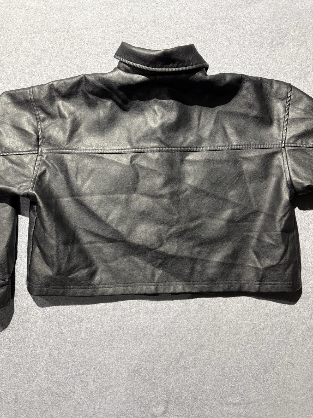Wild Fable Women's Bougie Black Cropped Faux Leather Jacket Medium