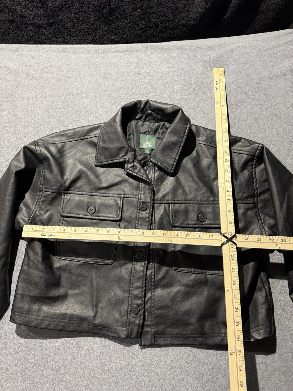 Wild Fable Women's Bougie Black Cropped Faux Leather Jacket Medium