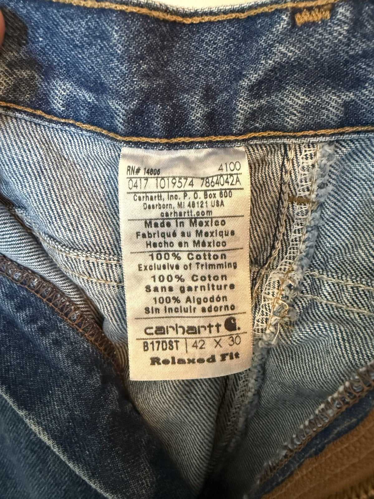 Carhartt Relaxed Fit Jeans Men's Size 42x30 Denim Pants Classic Workwear