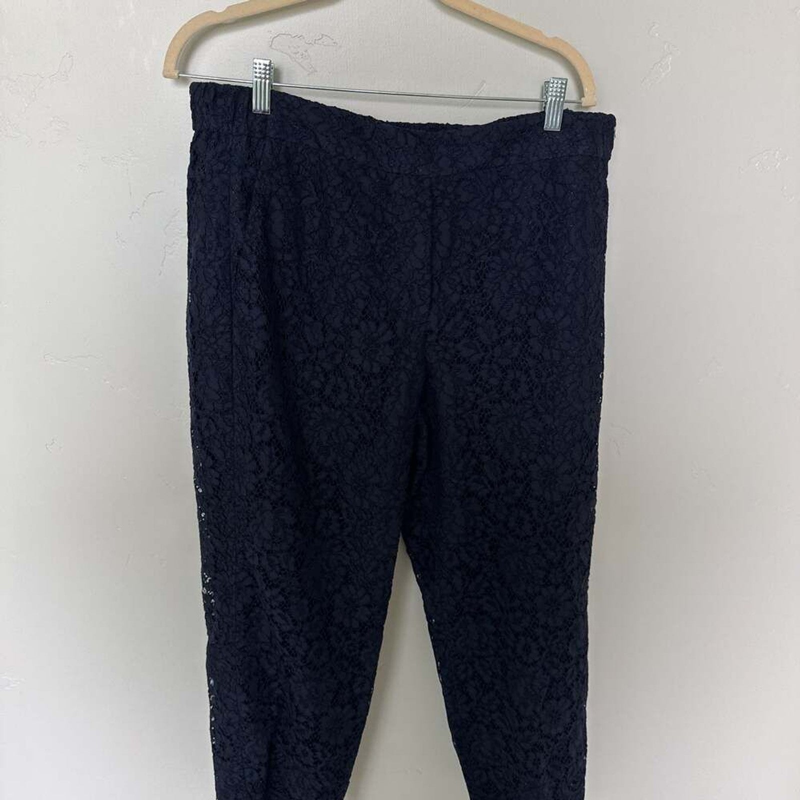 J. Crew Navy Floral Lace Pull On Pants Size 14