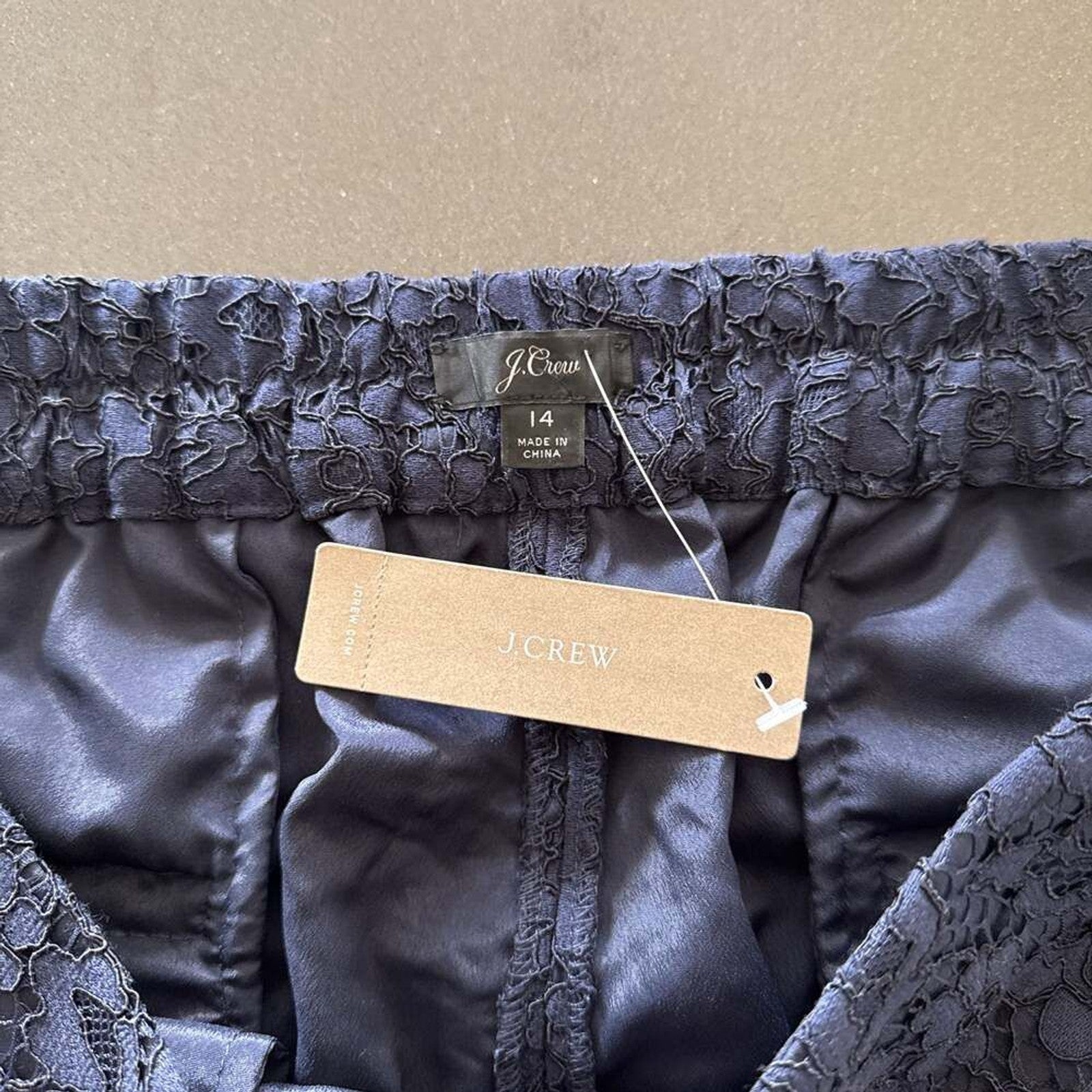 J. Crew Navy Floral Lace Pull On Pants Size 14