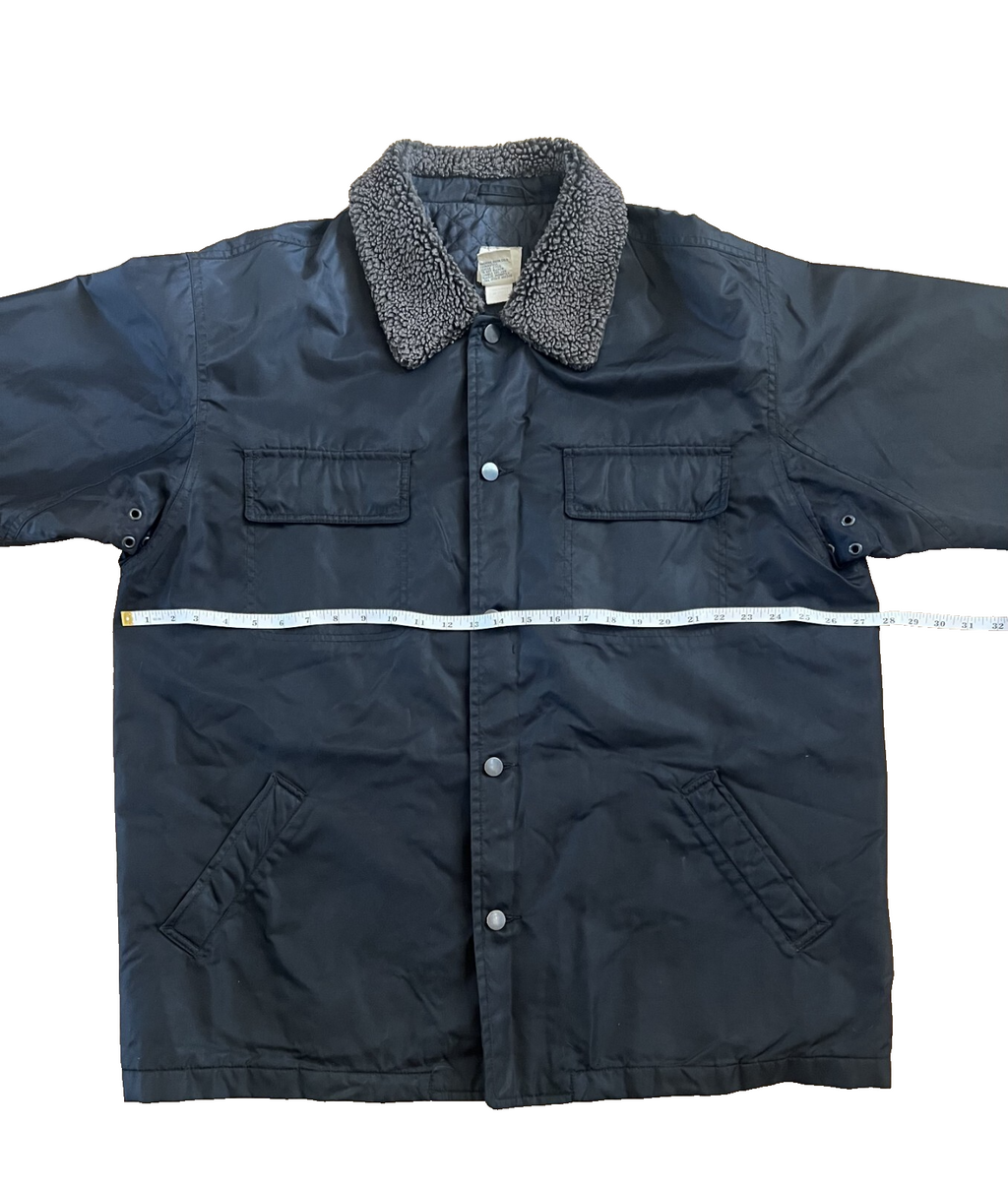 Vintage GAP Men's Utility Jacket Size Large Black Lined Button Deep Pile Collar