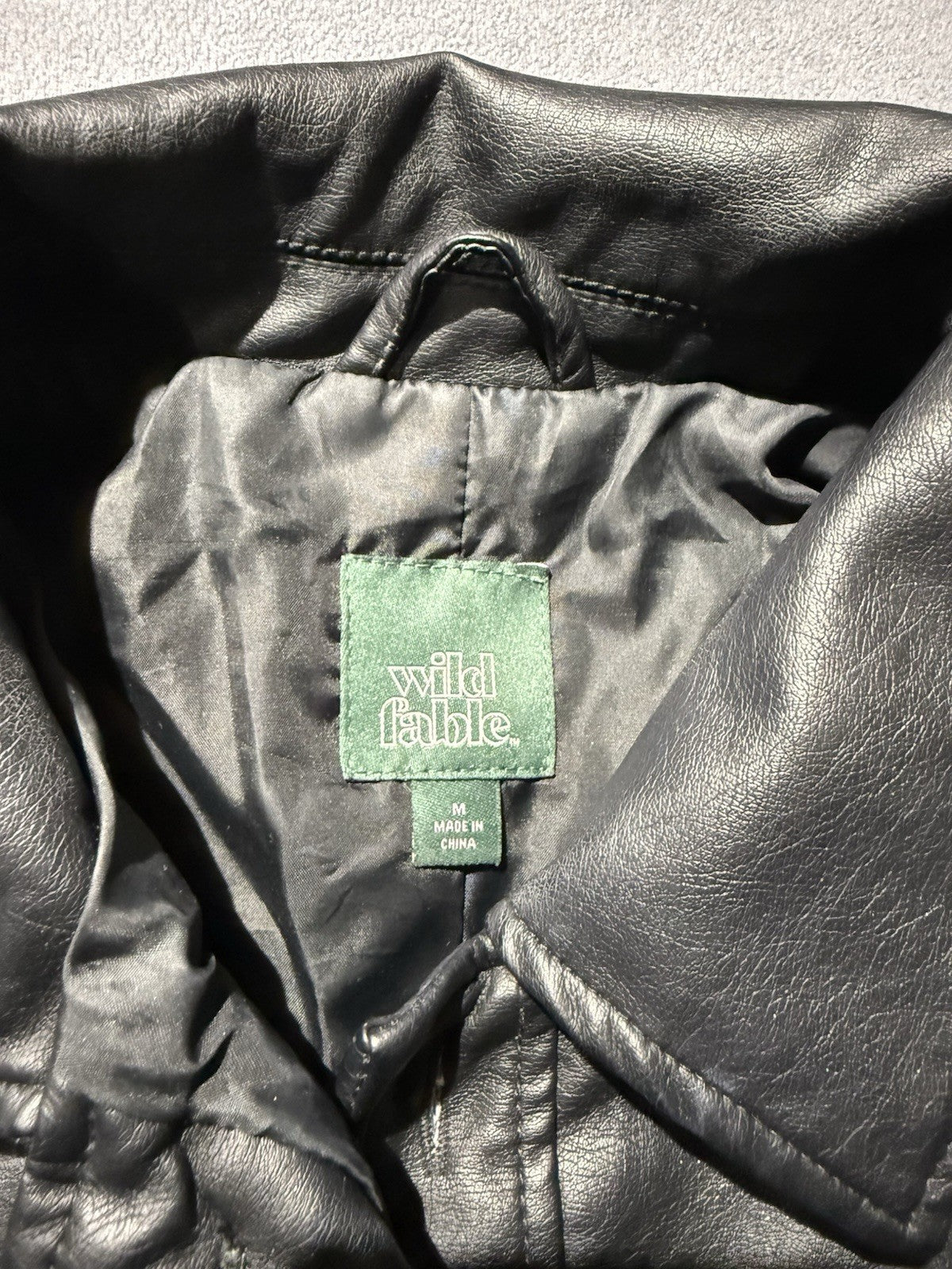 Wild Fable Women's Bougie Black Cropped Faux Leather Jacket Medium