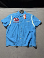 Richard Petty STP Racers Edge Short Sleeve Buttoned Down Shirt XL Dresden Blue
