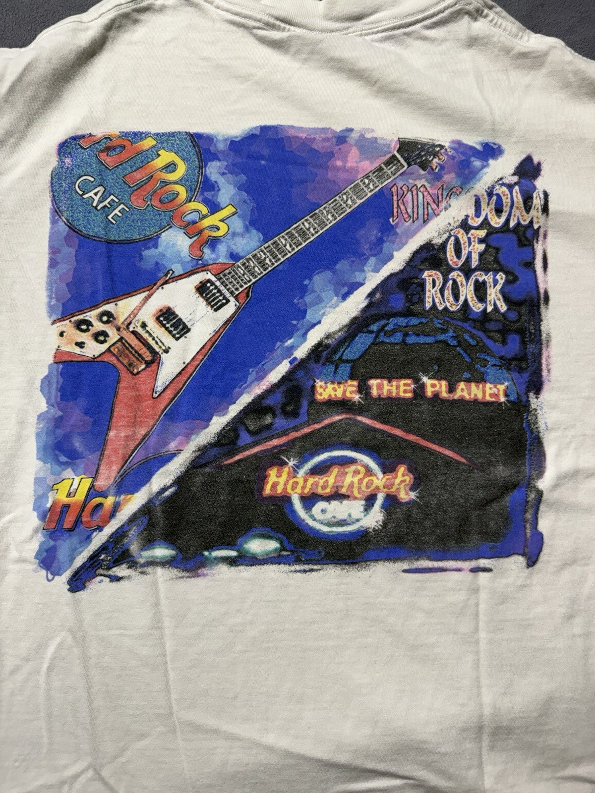 Vintage Hard Rock Cafe Orlando Florida Art Print T Shirt USA Save The Planet