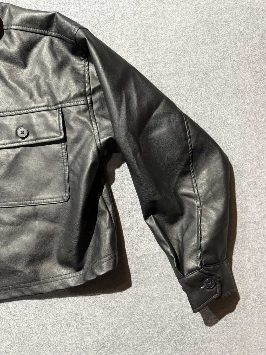 Wild Fable Women's Bougie Black Cropped Faux Leather Jacket Medium