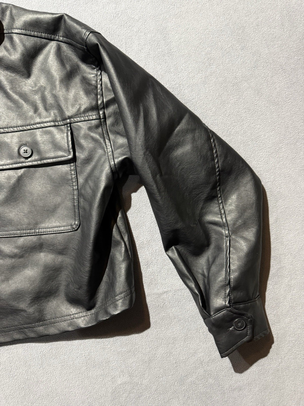 Wild Fable Women's Bougie Black Cropped Faux Leather Jacket Medium