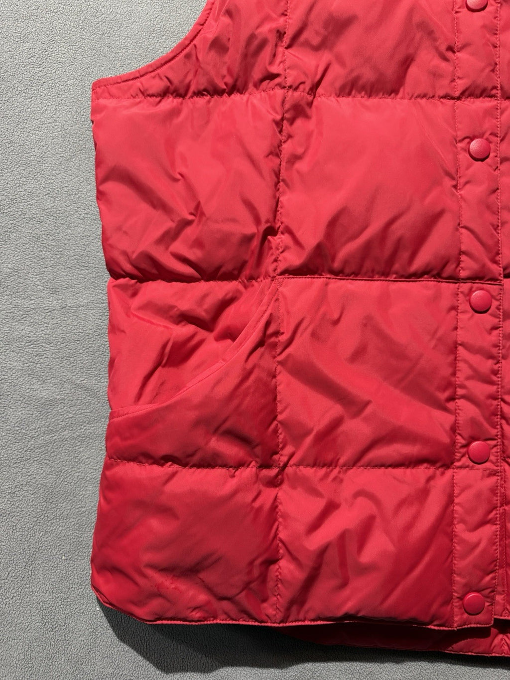Lands End Puffer Vest Womens L 14-16 Red Goose Down Blend Front Pockets