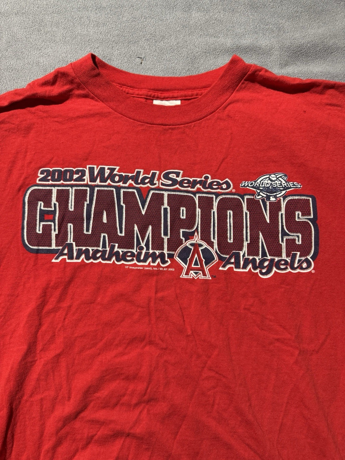Rare Anaheim Angels 2002 World Series Champions Tshirt Large-Delta Pro Weight