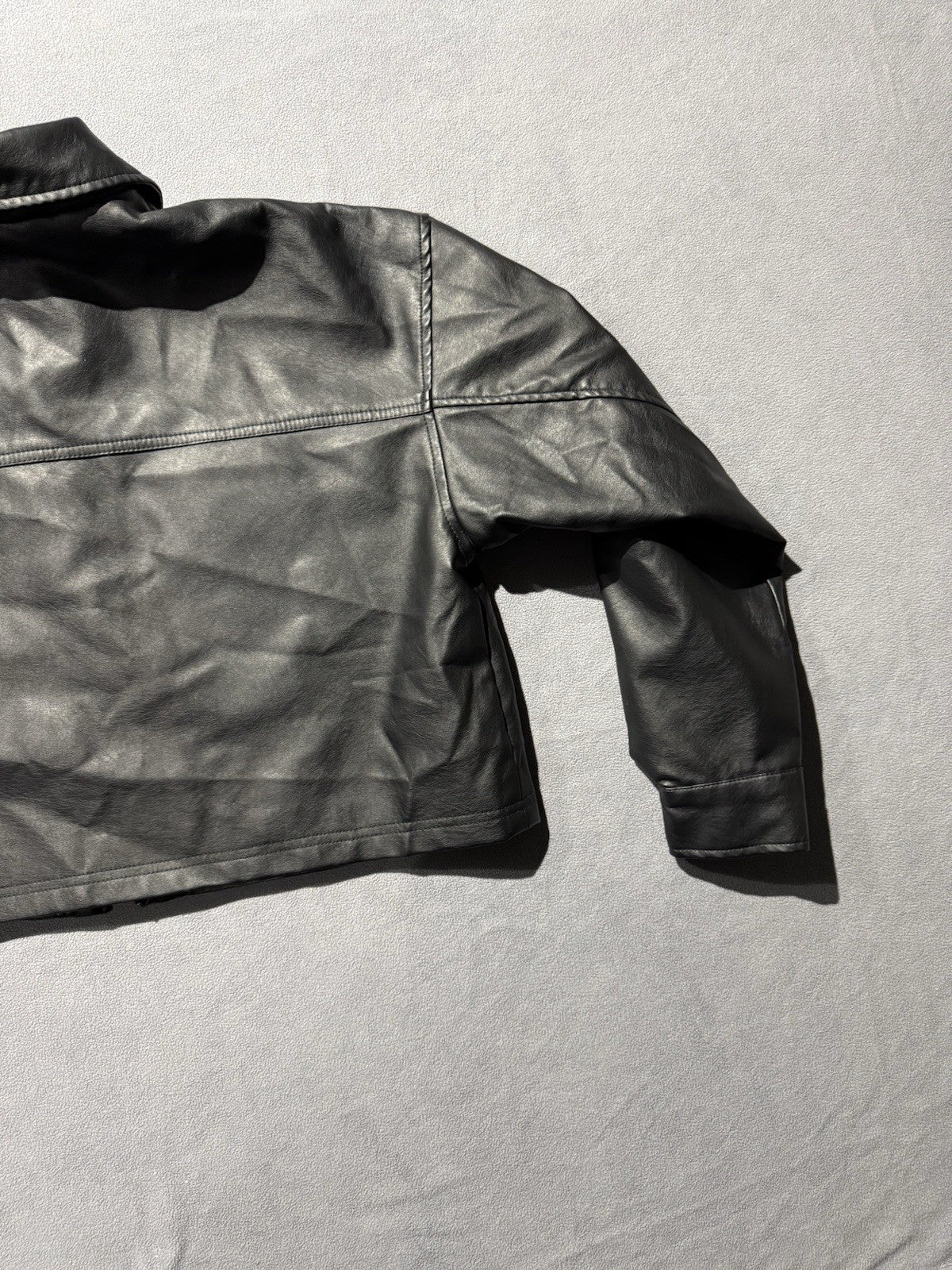 Wild Fable Women's Bougie Black Cropped Faux Leather Jacket Medium
