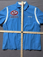 Richard Petty STP Racers Edge Short Sleeve Buttoned Down Shirt XL Dresden Blue