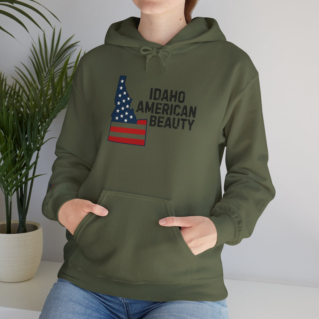 Idaho American Beauty Hoodie with Sleeve Logo