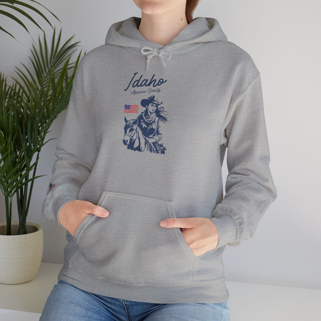 Idaho American Beauty Western Hoodie With Sleeve Logo