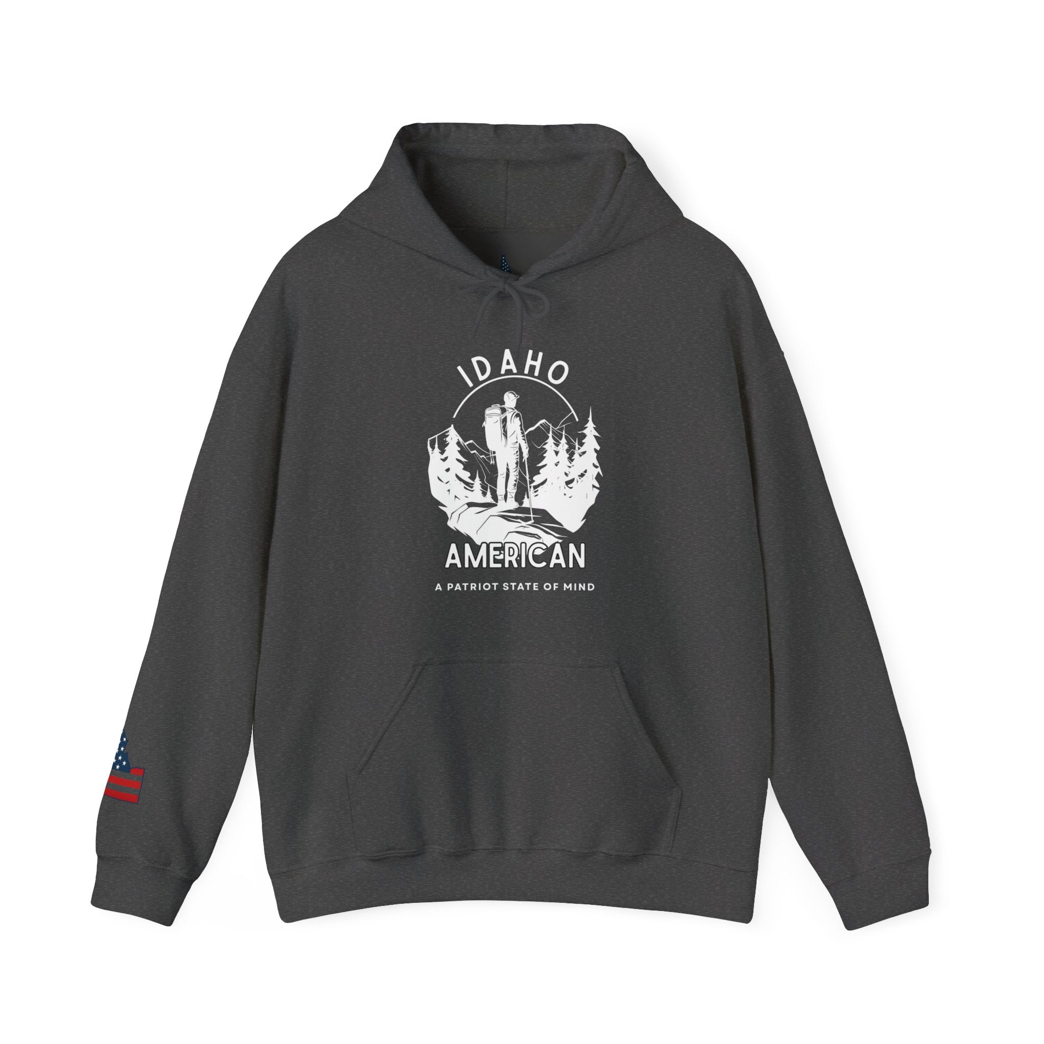 'Idaho American Patriot State of Mind' Hoodie with Sleeve Logo