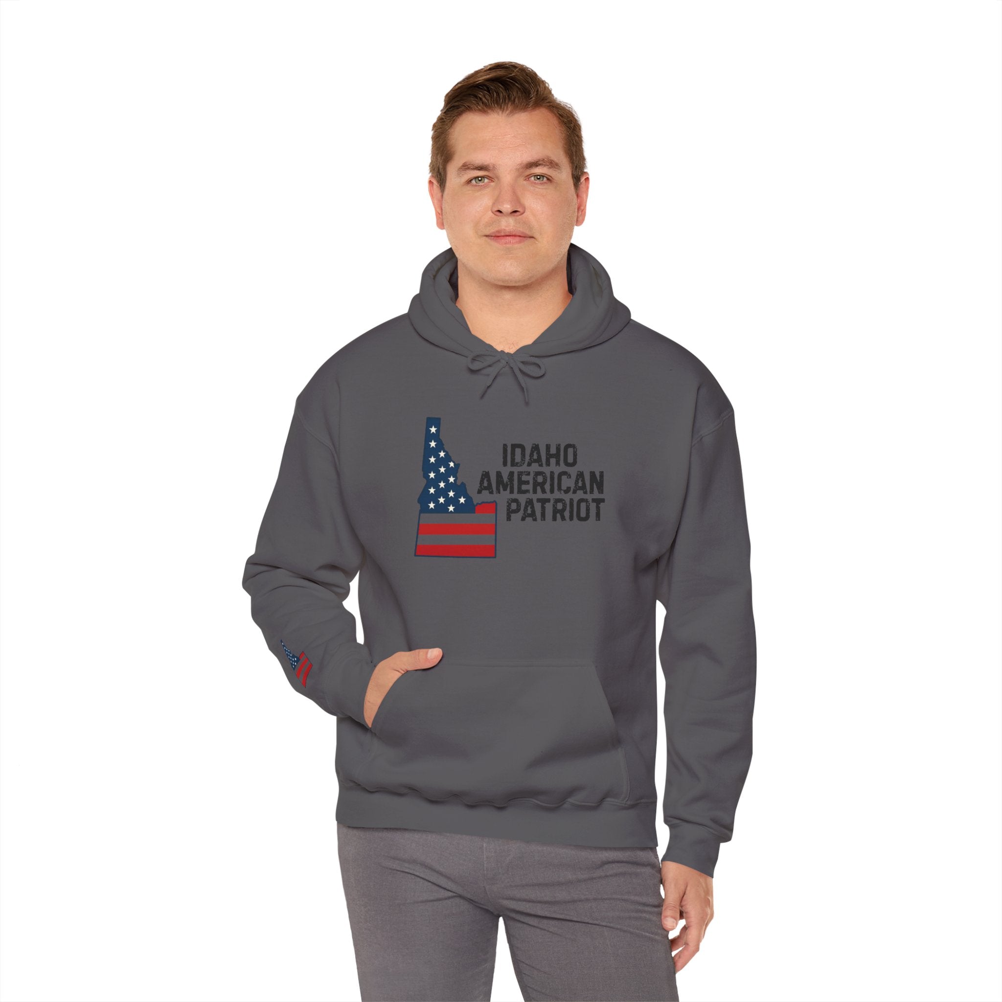 'Idaho American Patriot' Hoodie with Sleeve Logo