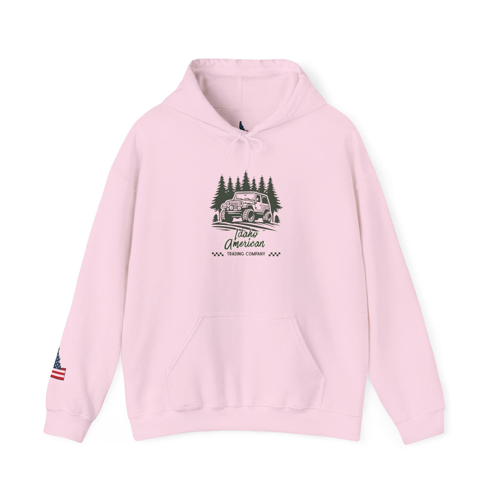 Idaho American Trading Co. Off-Roading Jeep Hoodie with Sleeve Logo