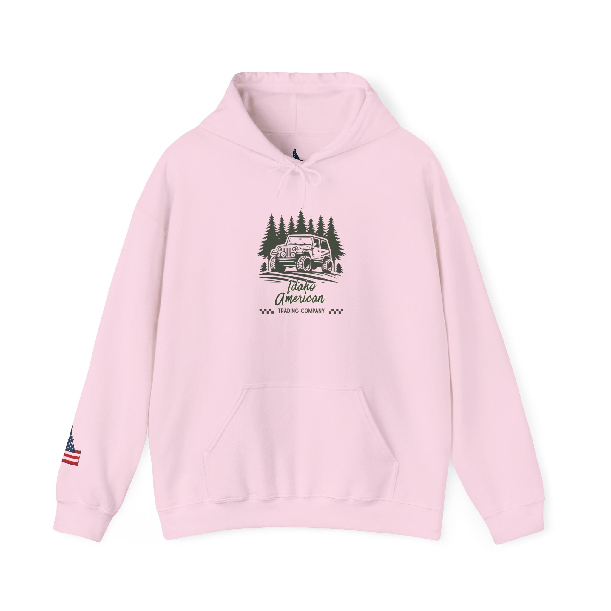 Idaho American Trading Co. Off-Roading Jeep Hoodie with Sleeve Logo