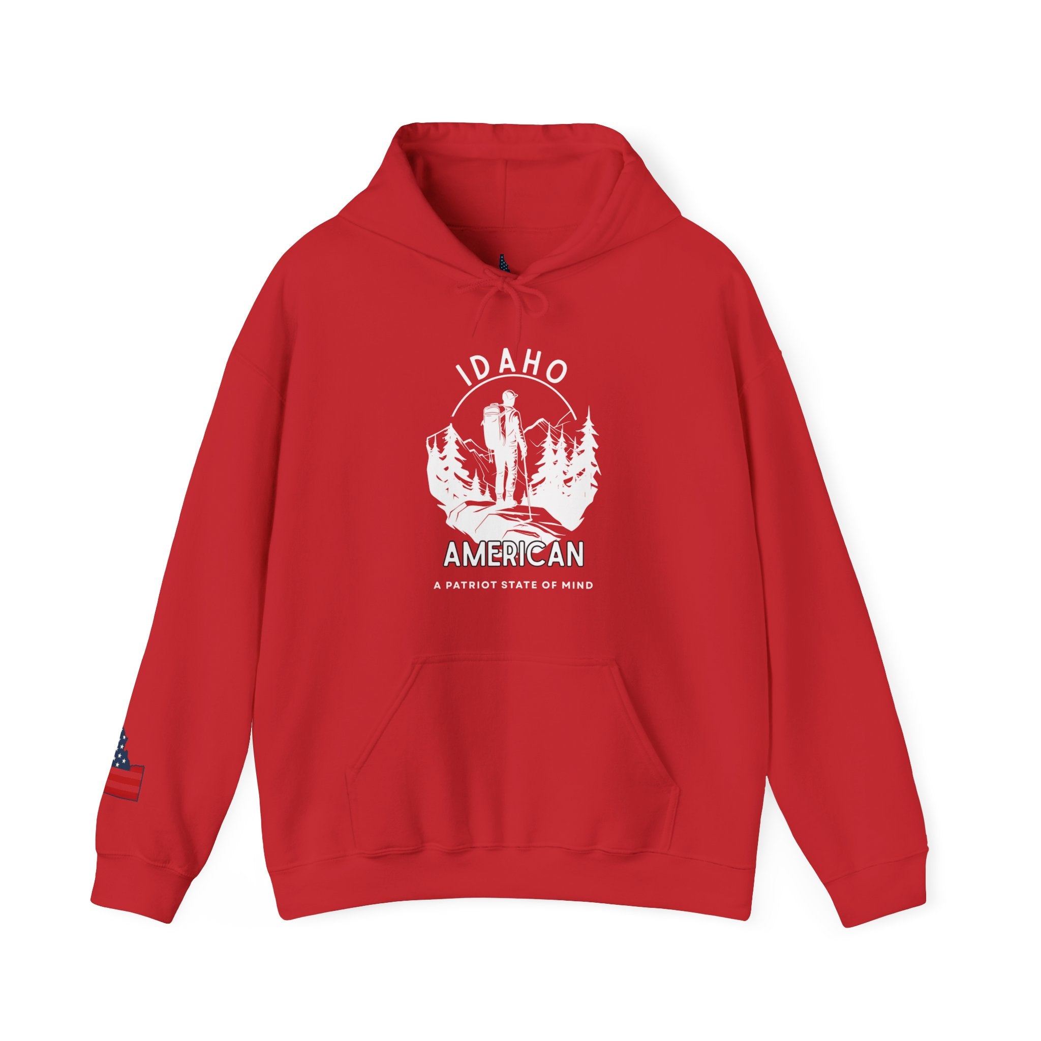 'Idaho American Patriot State of Mind' Hoodie with Sleeve Logo