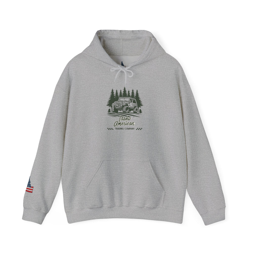 Idaho American Trading Co. Off-Roading Jeep Hoodie with Sleeve Logo