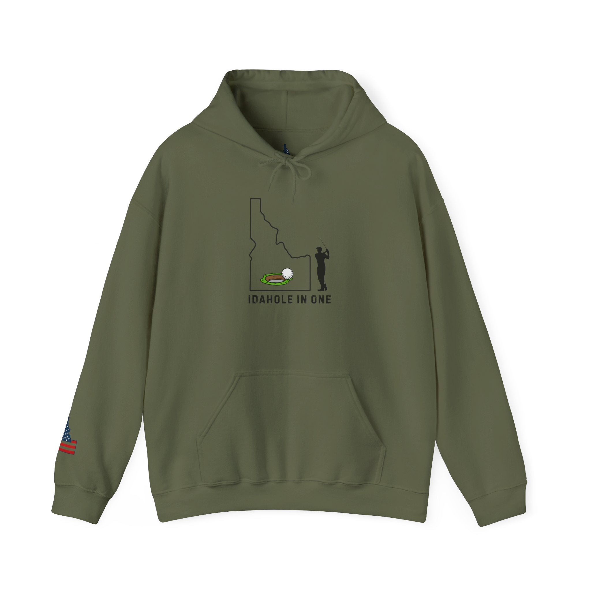 'Idahole In One' Men's Golf Hoodie with Sleeve Logo