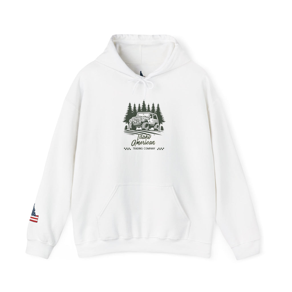 Idaho American Trading Co. Off-Roading Jeep Hoodie with Sleeve Logo