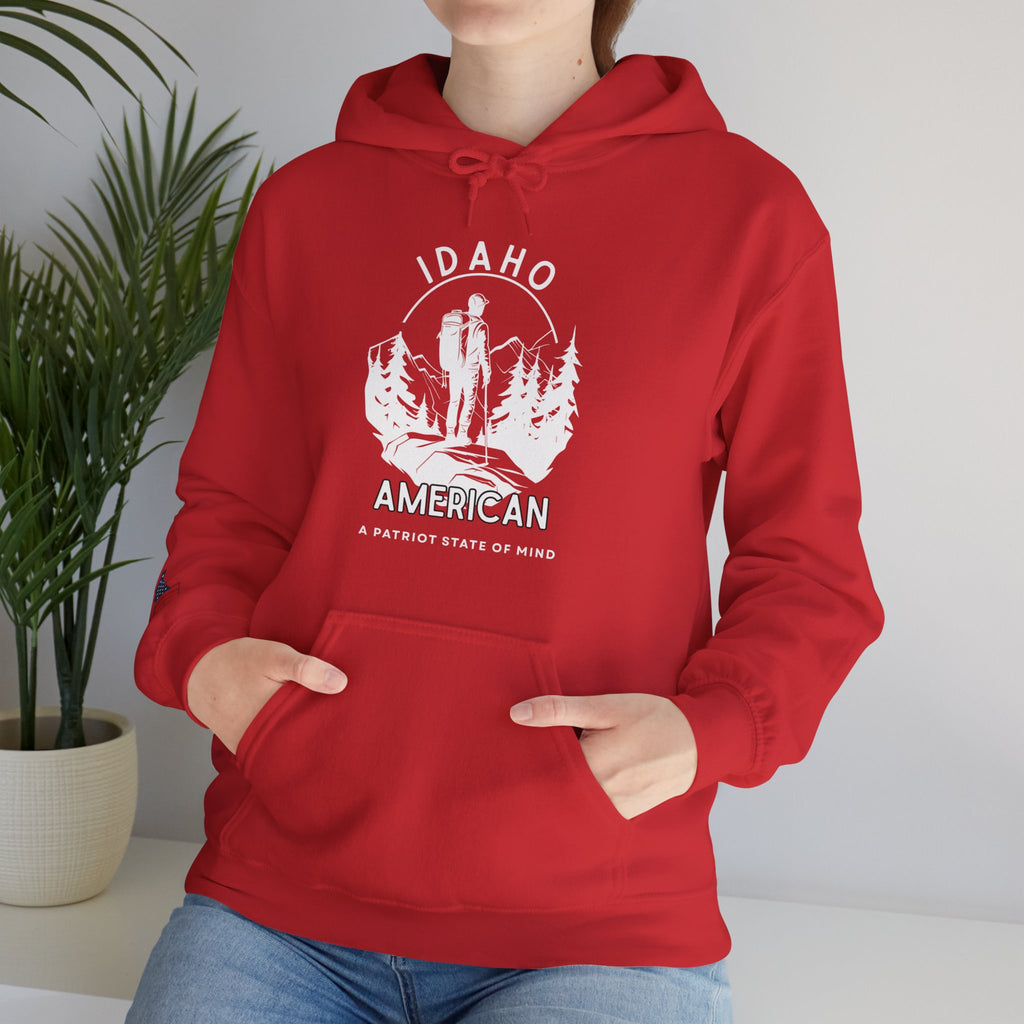 'Idaho American Patriot State of Mind' Hoodie with Sleeve Logo