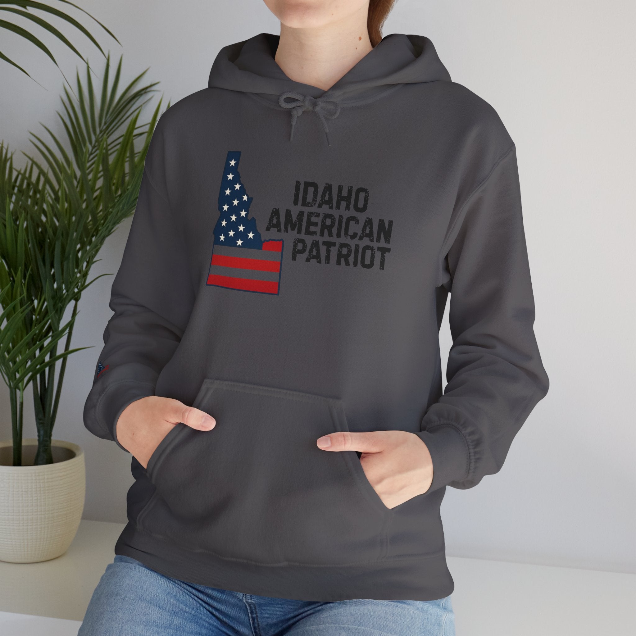 'Idaho American Patriot' Hoodie with Sleeve Logo
