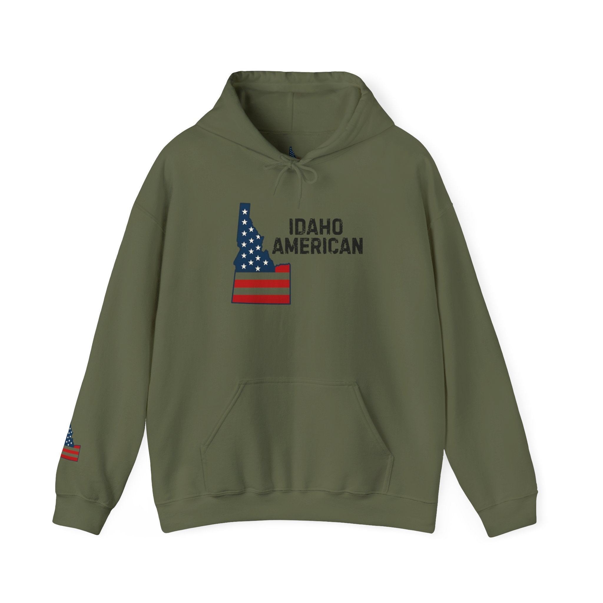 'Idaho American' Hoodie with Sleeve Logo
