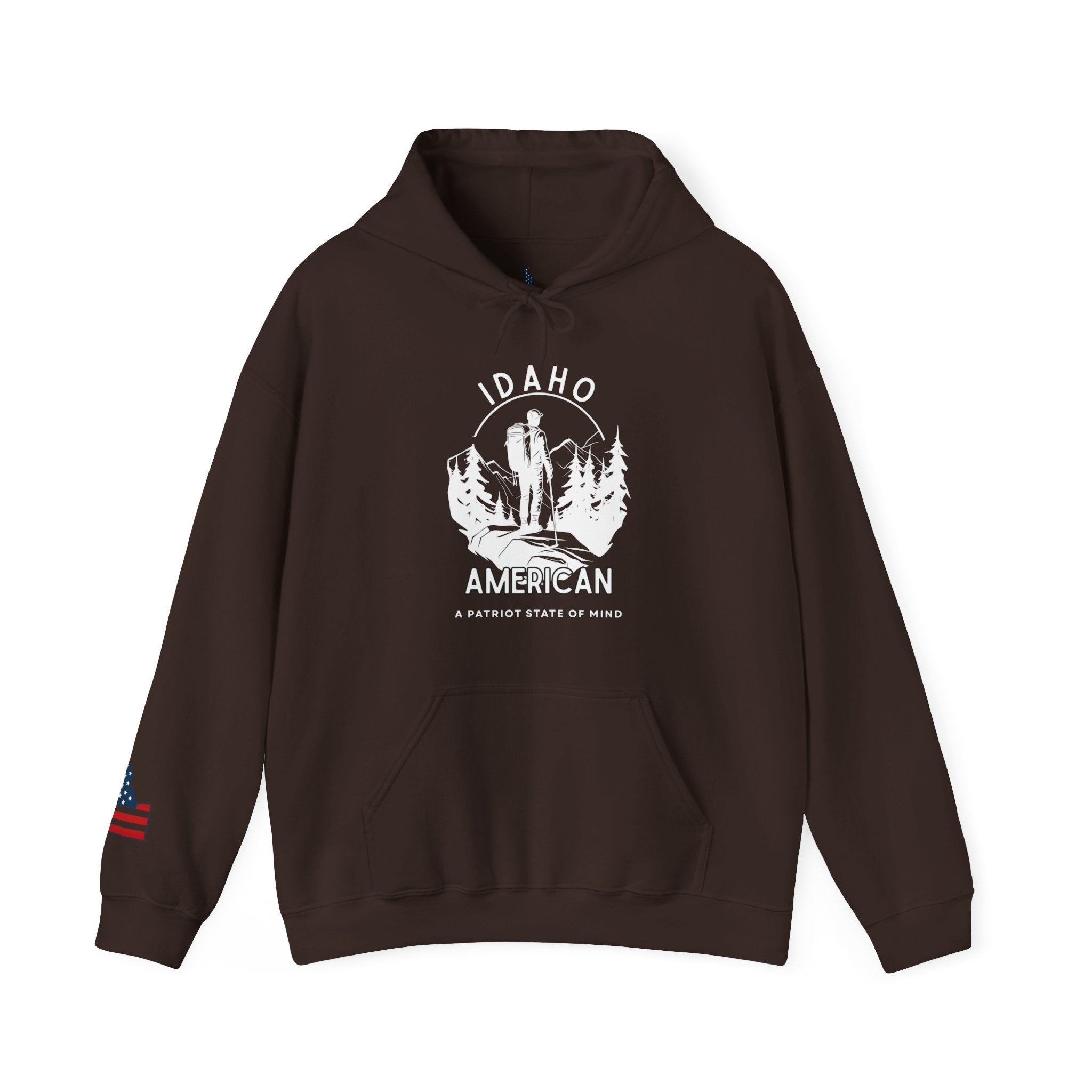 'Idaho American Patriot State of Mind' Hoodie with Sleeve Logo