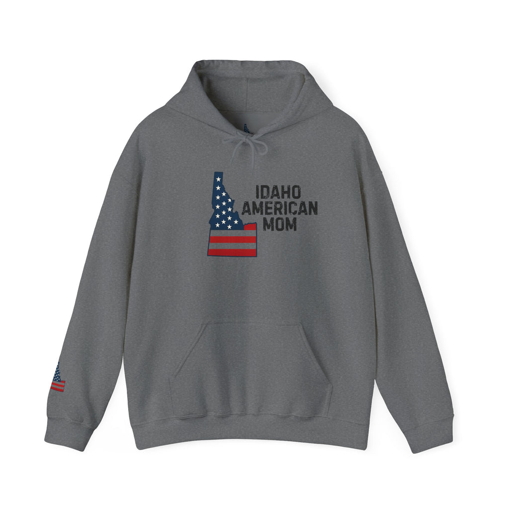 Idaho American Mom Hoodie with Sleeve Logo