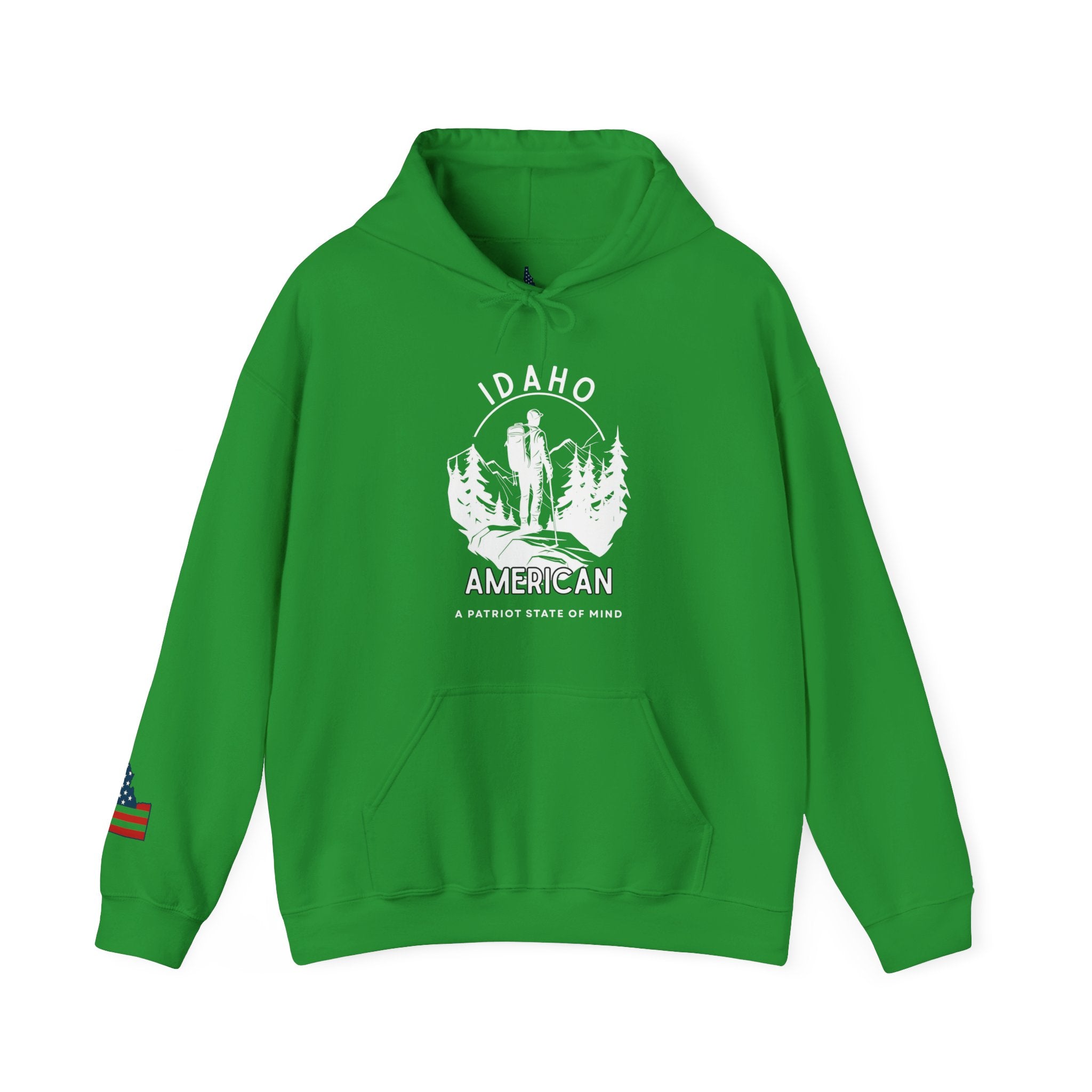 'Idaho American Patriot State of Mind' Hoodie with Sleeve Logo