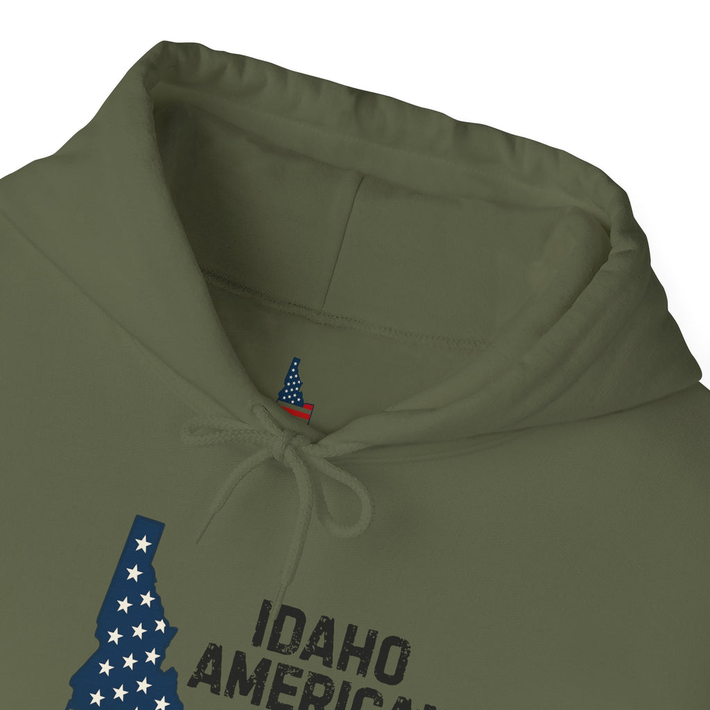 Idaho American Mom Hoodie with Sleeve Logo